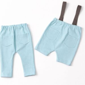 Combo calça + jardineira verde bebê NB