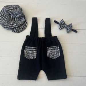 Conjunto Zé short com gravata e boina NB preta
