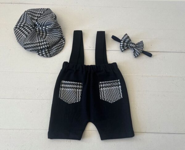 Conjunto Zé short com gravata e boina NB preta