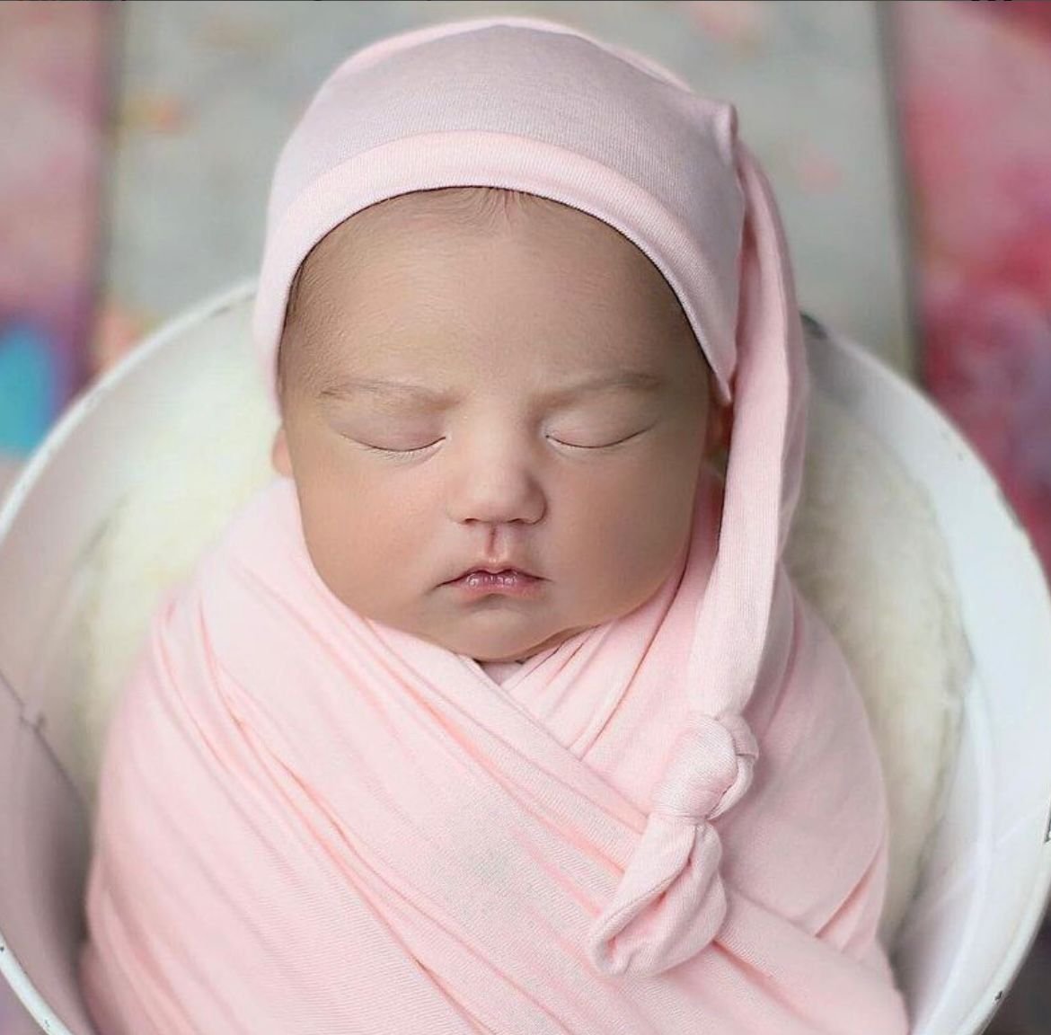Wrap de Contenção + Touca rosa bebê