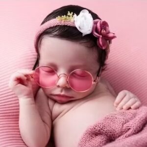 Óculos dourado com lente rosa NB